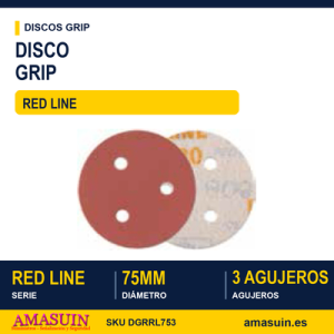 Disco Grip Rhynogrip Red Line 75mm. 3 Agujeros.
