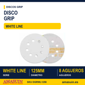 Disco Grip Rhynogrip White Line 125mm. 8 Agujeros.