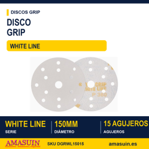Disco Grip Rhynogrip White Line 150mm. 15 Agujeros.