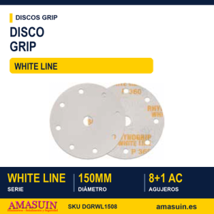 Disco Grip Rhynogrip White Line 150mm. 8 Agujeros+1AC.