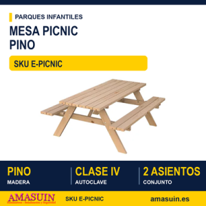 Mesa Picnic – Madera de pino