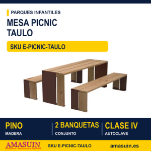 Mesa Picnic -TAULO – Pino y Acero Corten