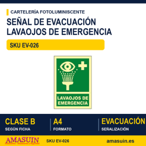 Señal Clase B Lavaojos de Emergencia A4