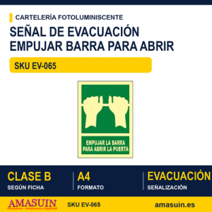 Señal Clase B Empujar la Barra para Abrir la Puerta A4