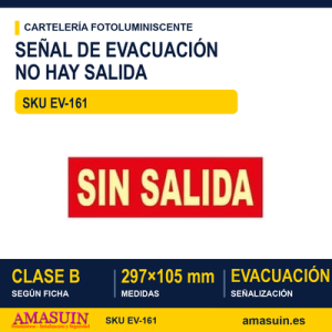 Señal Clase B No hay Salida 297x105mm