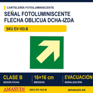 Señal Clase B Flecha Oblicua Dcha-Izda 16x16cm