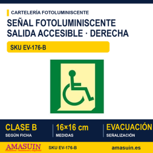 Señal Clase B Movilidad Reducida Salida Derecha 16x16cm