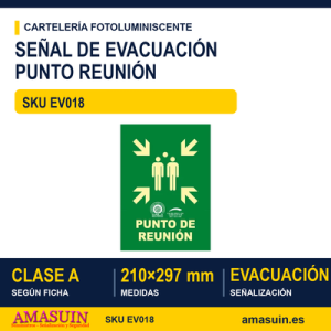Señal Clase A Evacuación Punto Reunión 210x297mm