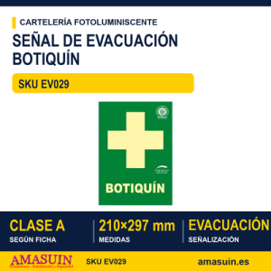 Señal Clase A Evacuación Botiquín 210x297mm