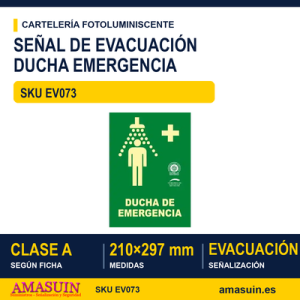 Señal Clase A Evacuación Ducha Emergencia 210x297mm
