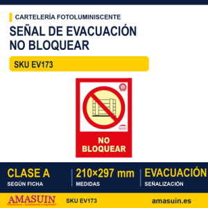 Señal Clase A Evacuación No Bloquear 210x297mm