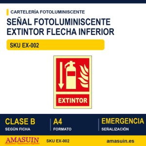 Señal Clase B Extintor Flecha Inferior A4