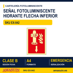 Señal Clase B Hidrante Flecha Inferior A4