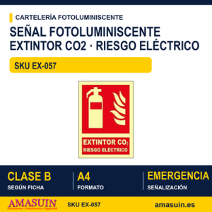 Señal Clase B Extintor CO2 y Riesgo Eléctrico A4