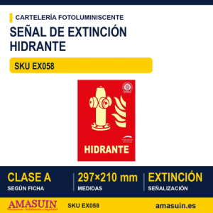 Señal Clase A Extinción Hidrante 297x210mm