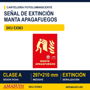 Señal Clase A Extinción Manta Apagafuegos 297x210mm