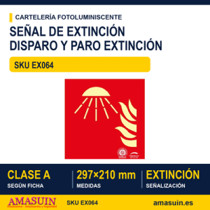 Señal Clase A Extinción Disparo y Paro Extinción 297x210mm