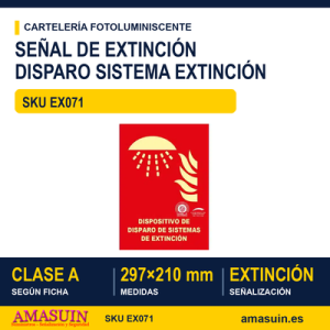 Señal Clase A Extinción Dispositivo Disparo Sistemas Extinción 297x210mm