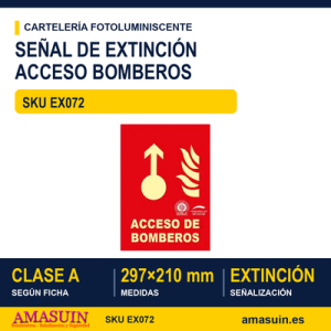 Señal Clase A Extinción Acceso Bomberos 297x210mm