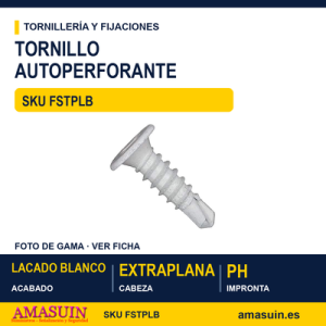 Tornillo autoperforante cabeza extraplana lacado blanco
