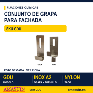Conjunto de grapa inoxidable A2 para fachada