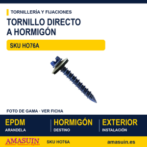 Tornillo autorroscante par hormigón de acero cementado + EPDM Ø16