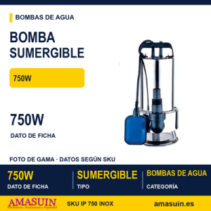 BOMBA SUMERGIBLE 750 W INOX