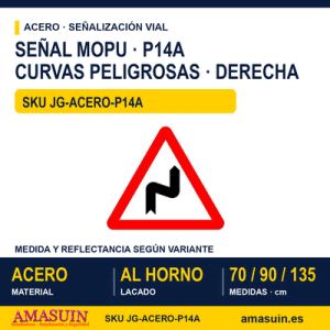 Señal Acero MOPU P14A Curvas peligrosas hacia la derecha