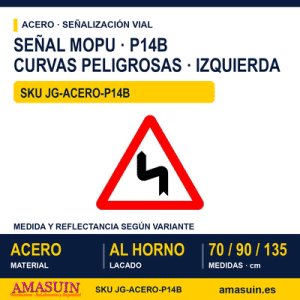 Señal Acero MOPU P14B Curvas peligrosas hacia la izquierda