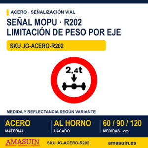 Señal Acero MOPU R202 Limitación de peso por eje