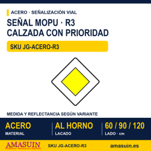 Señal Acero MOPU R3 Calzada con prioridad