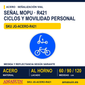 Señal Acero MOPU R421 Vía obligatoria para ciclos y movilidad personal