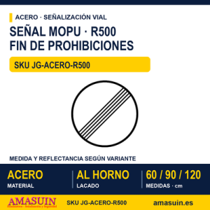 Señal Acero MOPU R500 Fin de prohibiciones