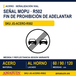 Señal Acero MOPU R502 Fin de la prohibición de adelantamiento