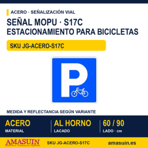 Señal Acero MOPU S17C Estacionamiento reservado para bicicletas