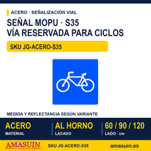 Señal Acero MOPU S35 Vía reservada para ciclos