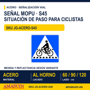 Señal Acero MOPU S45 Situación paso ciclistas