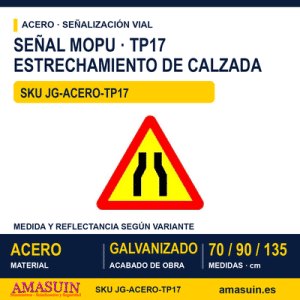 Señal Acero MOPU TP17 Estrechamiento de calzada