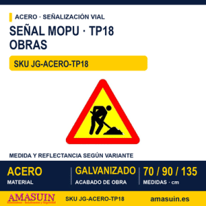 Señal Acero MOPU TP18 Obras