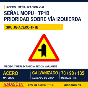 Señal Acero MOPU TP1B Con prioridad sobre vía a la izquierda
