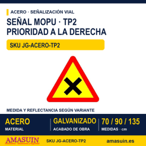 Señal Acero MOPU TP2 Intersección con prioridad de la derecha