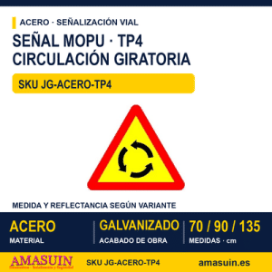 Señal Acero MOPU TP4 Intersección con circulación giratoria