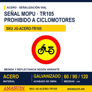 Señal Acero MOPU TR105 Entrada prohibida a ciclomotores