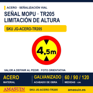 Señal Acero MOPU TR205 Limitación de altura