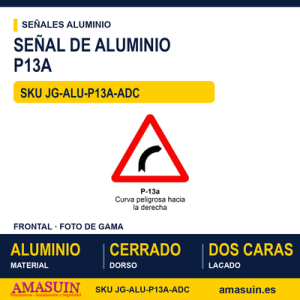 Señal Aluminio MOPU P13A Curva peligrosa hacia la derecha - Dorso cerrado