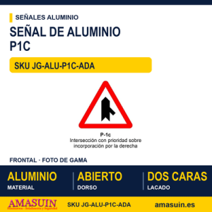 Señal Aluminio MOPU P1C Prioridad en incorporación derecha - Dorso abierto