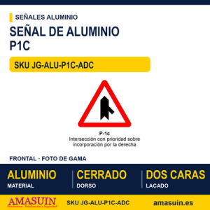 Señal Aluminio MOPU P1C Prioridad en incorporación derecha - Dorso cerrado