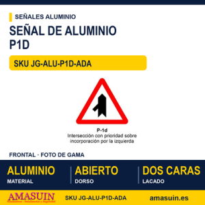Señal Aluminio MOPU P1D Prioridad en incorporación izquierda - Dorso abierto