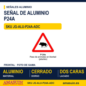 Señal Aluminio MOPU P24A Paso de jabalíes - Dorso cerrado