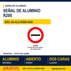 Señal Aluminio MOPU R200 Prohibición de pasar sin detenerse - Dorso abierto